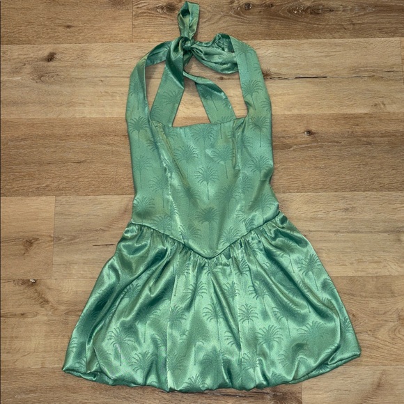 Show Me Your MUMU Piper Skort Dress | Green Palm Luxe Satin Small NWT NEW - Picture 6 of 10